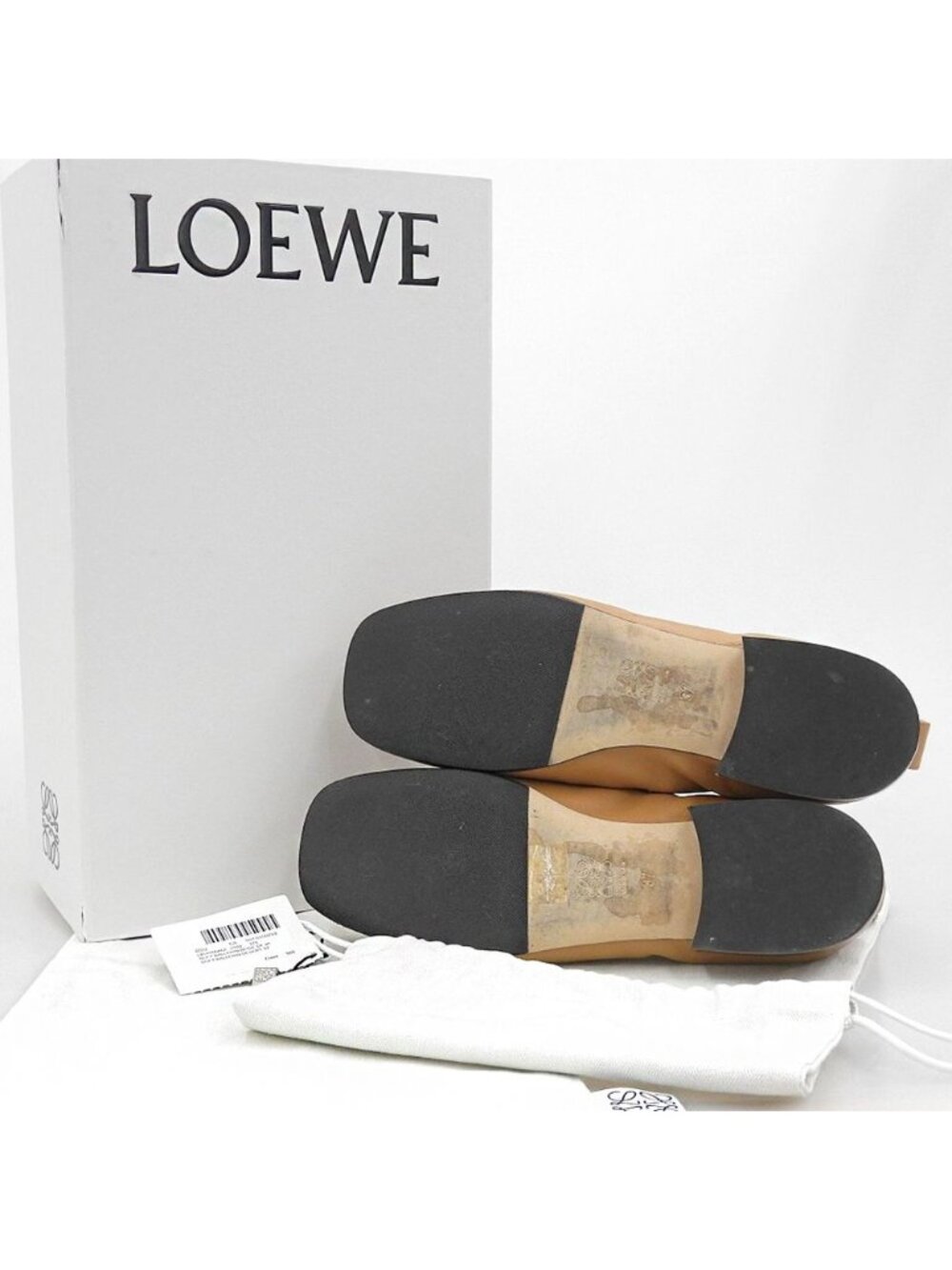 Loewe Leather Soft Ballerina Ballet Shoes Light Brown